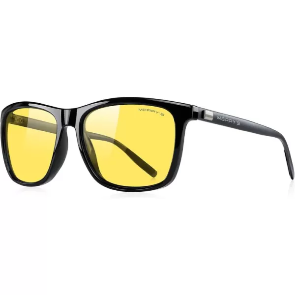 MERRYS Unisex Polarized Aluminum Sunglasses Vintage Sun Glasses For MenWomen S8286Black FrameNight Vision LensGray Temples