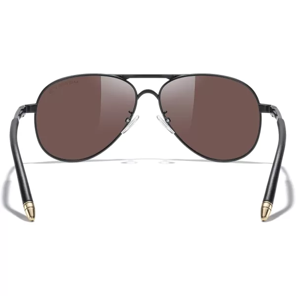MERRYS Aviator Sunglasses For Men Women Polarized Driving Sun glasses UV400 Protection S8513Black FrameGold BridgeBlue Mirror Lens