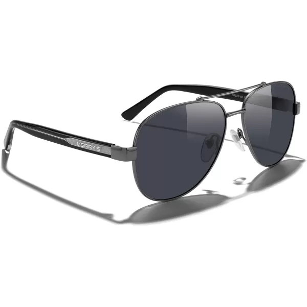 MERRYS Aviator Sunglasses for Men Women Polarized Shades Acetate Temple S8528Gray FrameBlack LensBlacksivler Temples
