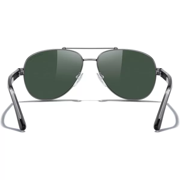 MERRYS Aviator Sunglasses for Men Women Polarized Shades Acetate Temple S8528Gray FrameG15 LensBlacksivler Temples