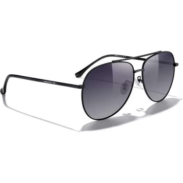 MERRYS Aviator Sunglasses for Women Men Polarized Mirror Lens with Case  Polarized Driving Sun glasses 60 MMBlack FrameGray Gradient Lens