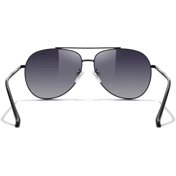 MERRYS Aviator Sunglasses for Women Men Polarized Mirror Lens with Case  Polarized Driving Sun glasses 60 MMBlack FrameGray Gradient Lens