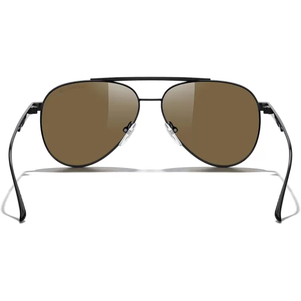 MERRYS Classic Aviator Polarized Sunglasses for Women Men Retro Driving Shades UV400 Metal Sun GlassesBlack FrameBrown Lens