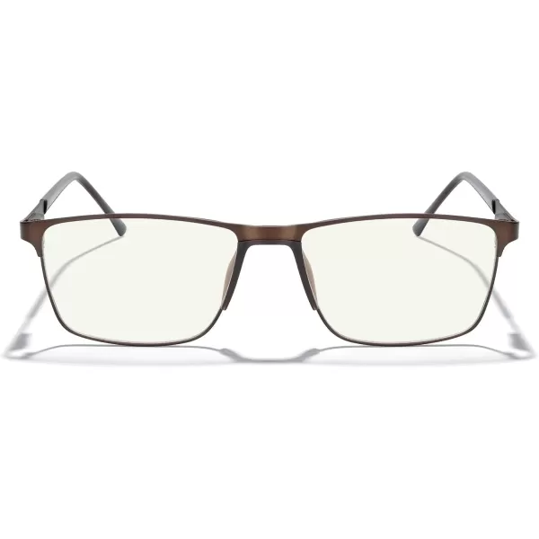 MERRYS Fashion Blue Light Blocking Glasses  Reading Glasses Metal Frame Spring Hinge Readers for Men EyeglassesBrown52mm