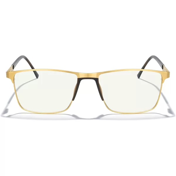 MERRYS Fashion Blue Light Blocking Glasses  Reading Glasses Metal Frame Spring Hinge Readers for Men EyeglassesGold52mm