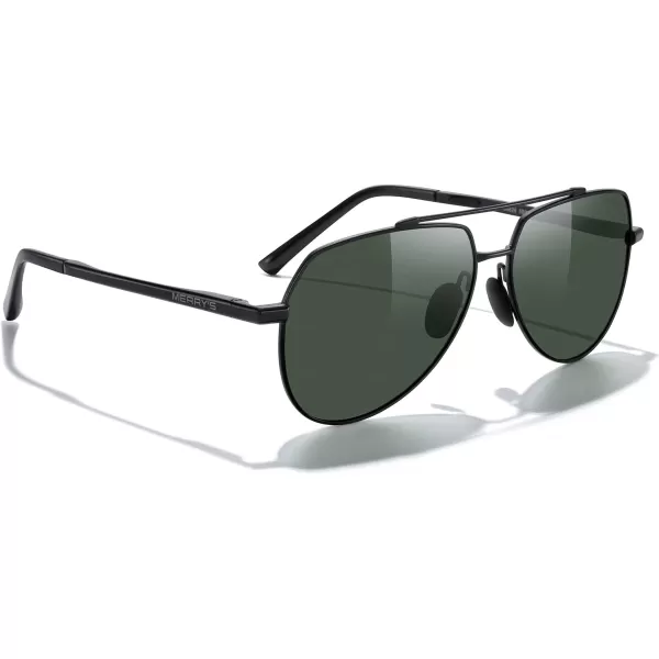 MERRYS Men Classic Pilot Sunglasses for Men Women  Polarized Driving Sun glasses Mirrored Lens UV 400 Protection 58 MMAblack FrameG15 Lens