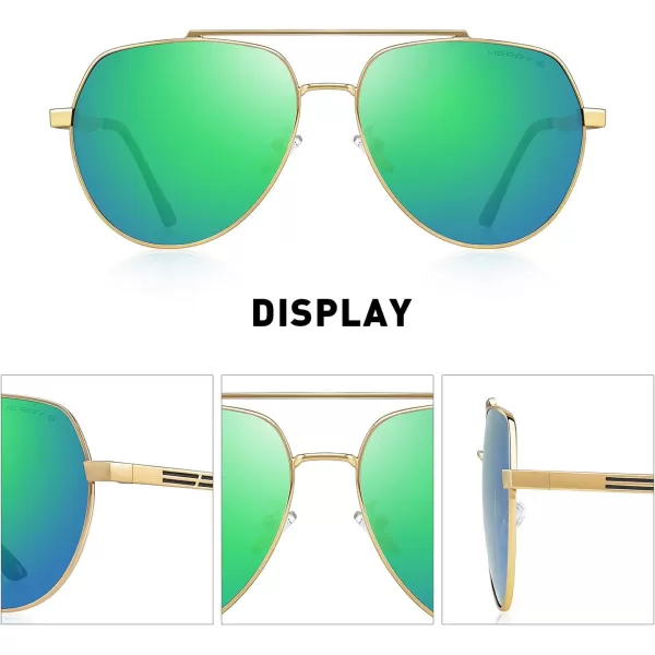 MERRYS Men Classic Pilot Sunglasses for Men Women  Polarized Driving Sun glasses Mirrored Lens UV 400 Protection 58 MMZgoldgreen