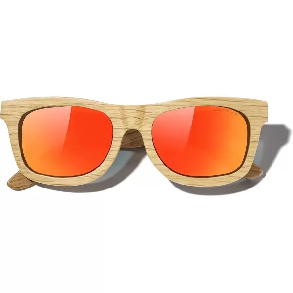 MERRYS Men Wooden Polarized Sunglasses 100 UV vintage Eyewear S5140Red
