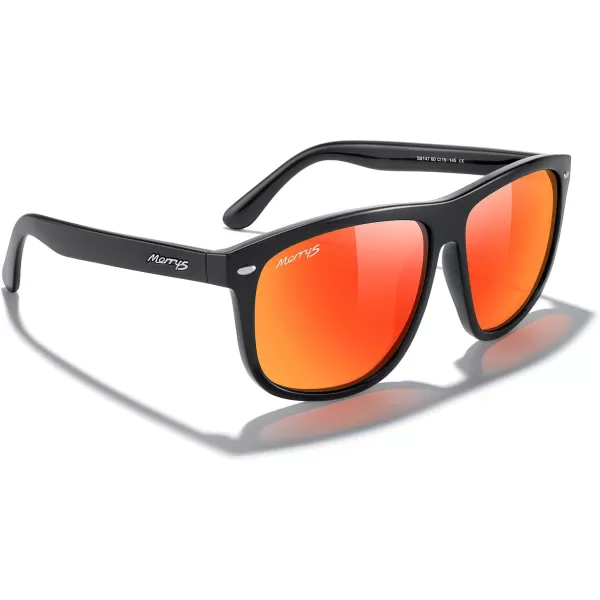 MERRYS Mens Oversized Square Polarized Sunglasses for Driving Fishing Golfing UV400 Protection S8147Black FrameRed Mirror Lens