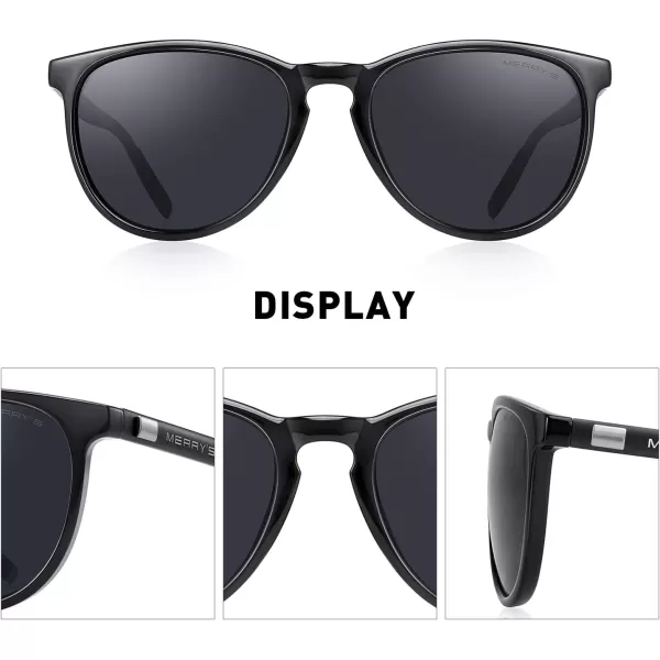MERRYS Polarized Sunglasses for Women Men Vintage Retro Classic Round Frame Aluminum Legs S8288Black FrameBlack LensBlack Temples