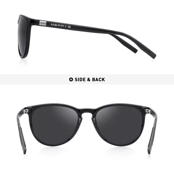 MERRYS Polarized Sunglasses for Women Men Vintage Retro Classic Round Frame Aluminum Legs S8288Black FrameBlack LensBlack Temples