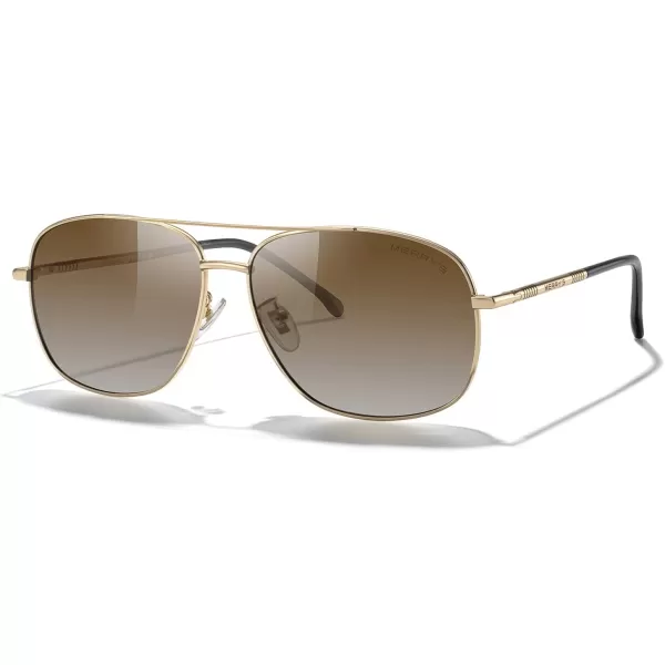 MERRYS Rectangular Polarized Sunglasses for Men Classic Driving Shades UV400 ProtectionGold FrameBrown Gradient Lens