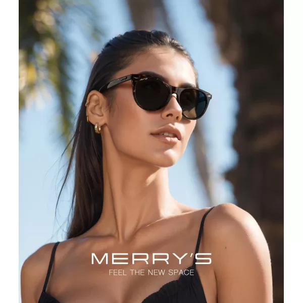 MERRYS Retro Round Polarized Sunglasses for Women Fashion Trendy Shades S6185Leopard FrameBlack Polarized Lens