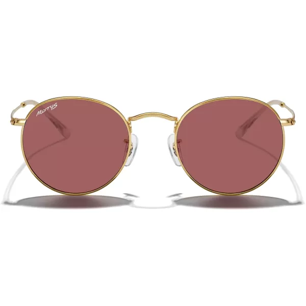 MERRYS Trendy Round Metal Polarized Sunglasses for Women and Men Retro Classic Vintage Shades S6447Polished Gold FrameViolet Lens