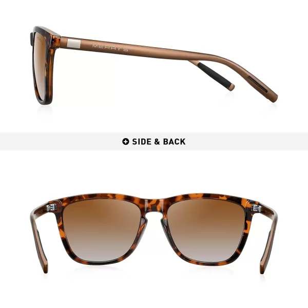MERRYS Unisex Polarized Sunglasses for Women Men Classic Retro Designer Style Aluminum LegsLeopard FrameBrown Gradient LensBrown Temples