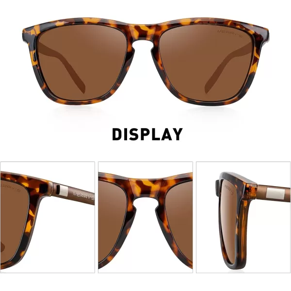 MERRYS Unisex Polarized Sunglasses for Women Men Classic Retro Designer Style Aluminum LegsLeopard FrameBrown LensBrown Temples