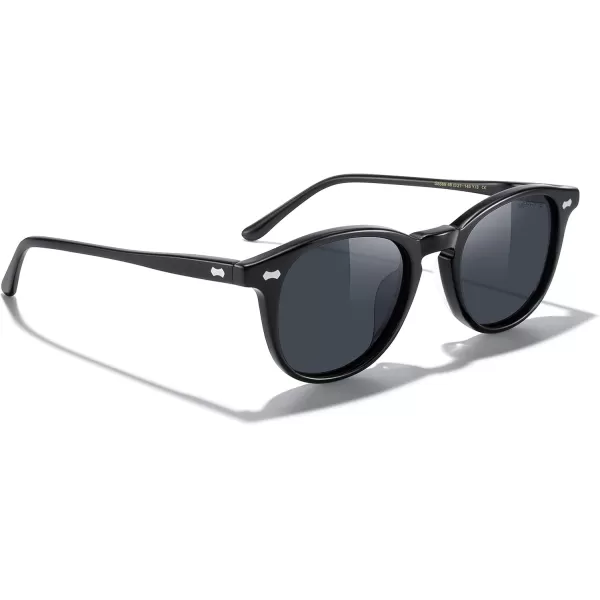 MERRYS Vintage Polarized Sunglasses for Men Acetate Frame Women Stylish EyewearBlack FrameBlack Lens