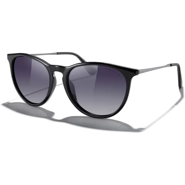 MERRYS Vintage Polarized Sunglasses for Women Men Retro Round Mirrored Lens Sun glasses UV400Black FrameBlack Gradient LensGrey Legs