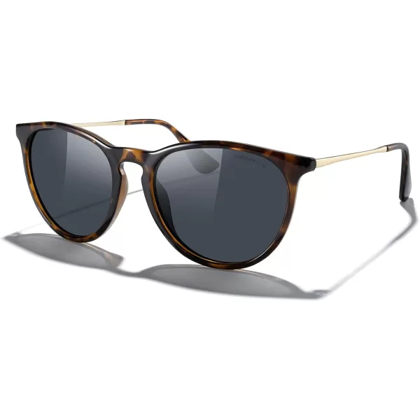 MERRYS Vintage Polarized Sunglasses for Women Men Retro Round Mirrored Lens Sun glasses UV400Leopard FrameBlack LensGold Legs
