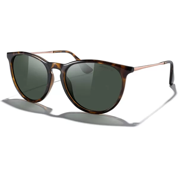 MERRYS Vintage Polarized Sunglasses for Women Men Retro Round Mirrored Lens Sun glasses UV400Leopard FrameG15 LensBrown Legs
