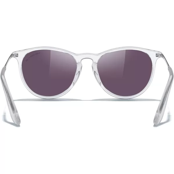 MERRYS Vintage Polarized Sunglasses for Women Men Retro Round Mirrored Lens Sun glasses UV400Transparent FrameGreen Mirror LensSilver Legs