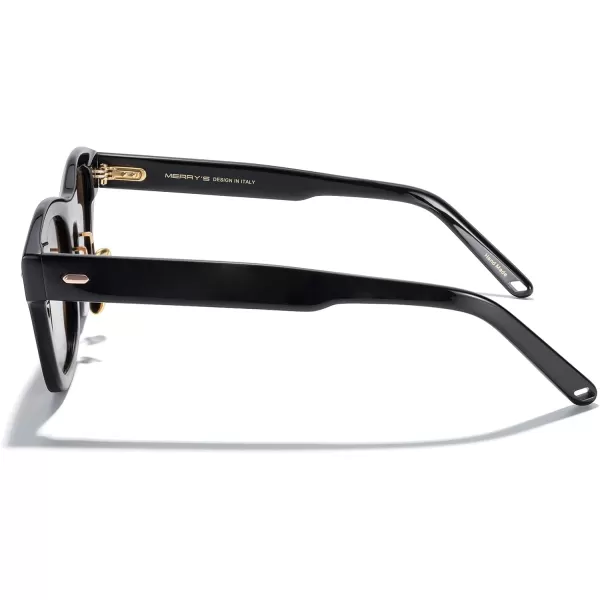 MERRYS Vintage Rectangular Acetate Frame Sunglasses for MenWomen Fashion Driving Mens Sun glassesBlack FrameBrown Lens