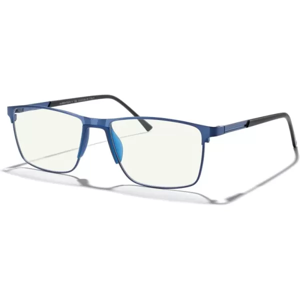 MERRYS Fashion Blue Light Blocking Glasses  Reading Glasses Metal Frame Spring Hinge Readers for Men EyeglassesBlue52mm