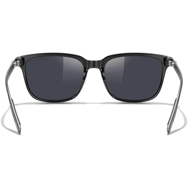 MERRYS Unisex Rectangle Polarized Sunglasses Vintage Sun Glasses For MenWomen Aluminum LegsBlack FrameBlack LensGray Temples