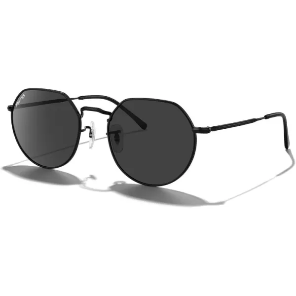 imageMERRYS Round Polygon Metal Polarized Sunglasses for Women Men Retro Classic Vintage Shades S6565Black FrameBlack Lens