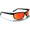 imageMERRYS Wrap Around Sport Polarized Sunglasses for Men Women Driving Fishing Cycling Running UV400 Protection S3027Matte Black FrameRed Mirror Lens