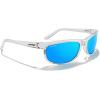 imageMERRYS Wrap Around Sport Polarized Sunglasses for Men Women Driving Fishing Cycling Running UV400 Protection S3027Transparent FrameBlue Mirror Polarized Lens