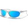 imageMERRYS Wrap Around Sport Polarized Sunglasses for Men Women Driving Fishing Cycling Running UV400 Protection S3027Transparent FrameBlue Mirror Polarized Lens