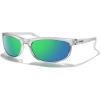 imageMERRYS Wrap Around Sport Polarized Sunglasses for Men Women Driving Fishing Cycling Running UV400 Protection S3027Transparent FrameGreen Mirror Polarized Lens