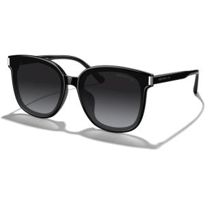 imageMERRYS Modern Oversized Square Acetate Sunglasses for Women and Men UV400 Polarized Sunglasses S6196Black FrameBlack Gradient Lens