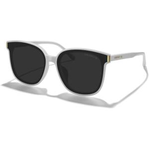 imageMERRYS Modern Oversized Square Acetate Sunglasses for Women and Men UV400 Polarized Sunglasses S6196White FrameBlack Lens