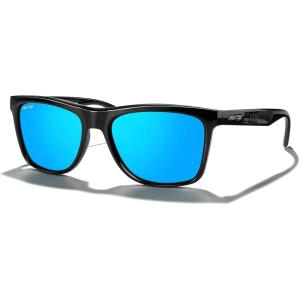 imageMERRYS Square Polarized Driving Sunglasses for Men Women UV400 Protection S8413Black FrameBlue Mirror Polarized Lens