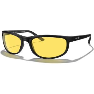 imageMERRYS Wrap Around Sport Polarized Sunglasses for Men Women Driving Fishing Cycling Running UV400 Protection S3027Matte Black FrameNight Vision Lens
