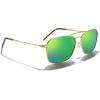 imageMERRYS Retro Metal Square Aviator Polarized Sunglasses for Men Women S6028Polished Gold FrameGreen Mirror Polarized Lens