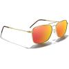 imageMERRYS Retro Metal Square Aviator Polarized Sunglasses for Men Women S6028Polished Gold FrameRed Mirror Polarized Lens