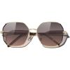 imageMERRYS Trendy Oversized Square Metal Frame Sunglasses for Women Flat Lens UV Protection Brand Sunglasses S6058Goldbrown FrameLight Brown Lens