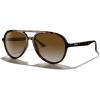 imageMERRYS Classic Polarized Aviator Sunglasses For Womens Mens Retro Double Bridge Aviators S8376Leopard FrameBrown Gradient Polarized Lens