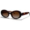 imageMERRYS Modern Oval Round Acetate Sunglasses for Women UV400 Polarized Sunglasses S6191Leopard FrameBrown Gradient Lens