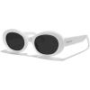 imageMERRYS Modern Oval Round Acetate Sunglasses for Women UV400 Polarized Sunglasses S6191White FrameBlack Lens
