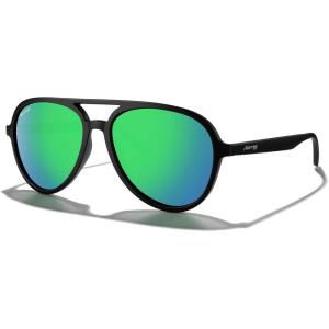 imageMERRYS Classic Polarized Aviator Sunglasses For Womens Mens Retro Double Bridge Aviators S8376Matte Black FrameGreen Mirror Polarized Lens