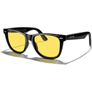 imageMERRYS Classic Square Shape Polarized Sunglasses for Womens Mens Retro Designer UV400 Sun Glasses S6140Black FrameNight Vision Lens