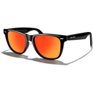imageMERRYS Classic Square Shape Polarized Sunglasses for Womens Mens Retro Designer UV400 Sun Glasses S6140Black FrameRed Mirror Lens