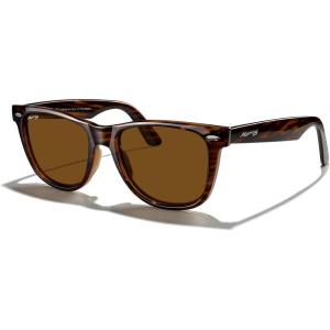 imageMERRYS Classic Square Shape Polarized Sunglasses for Womens Mens Retro Designer UV400 Sun Glasses S6140Brown Stripe FrameBrown Lens