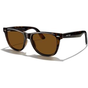 imageMERRYS Classic Square Shape Polarized Sunglasses for Womens Mens Retro Designer UV400 Sun Glasses S6140Leopard FrameBrown Lens