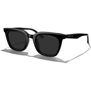 imageMERRYS Modern Men Women Acetate Square Polarized UV400 Sunglasses S6193Black FrameBlack Lens