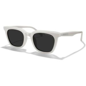 imageMERRYS Modern Men Women Acetate Square Polarized UV400 Sunglasses S6193Creamy White FrameBlack Lens